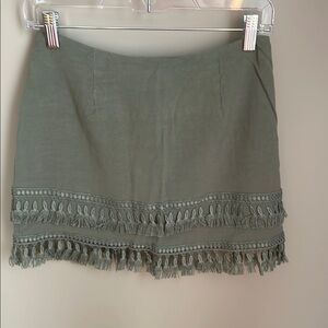 Lulus Olive Green Tassel Skirt